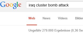 Clusterbomben im Irak: Anzahl suchergebnisse